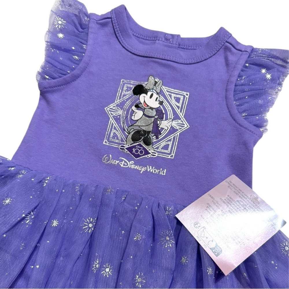 Disney 100 Minnie Mouse Purple Tutu Dress 3–6M – Walt Disney World Baby Bodysuit - Picture 2 of 6